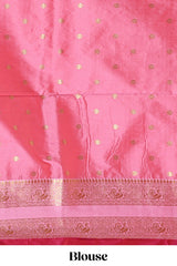 Maroon checked floral zari design semi soft silk saree with contrast bentex border and floral motifs blouse