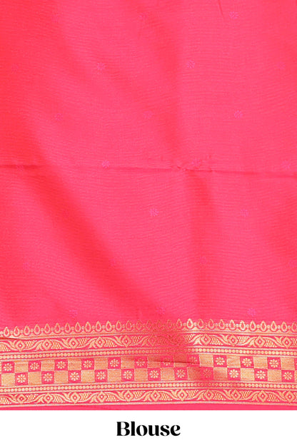 Borderless red peacock zari motifs design semi soft silk saree with matching zari design blouse