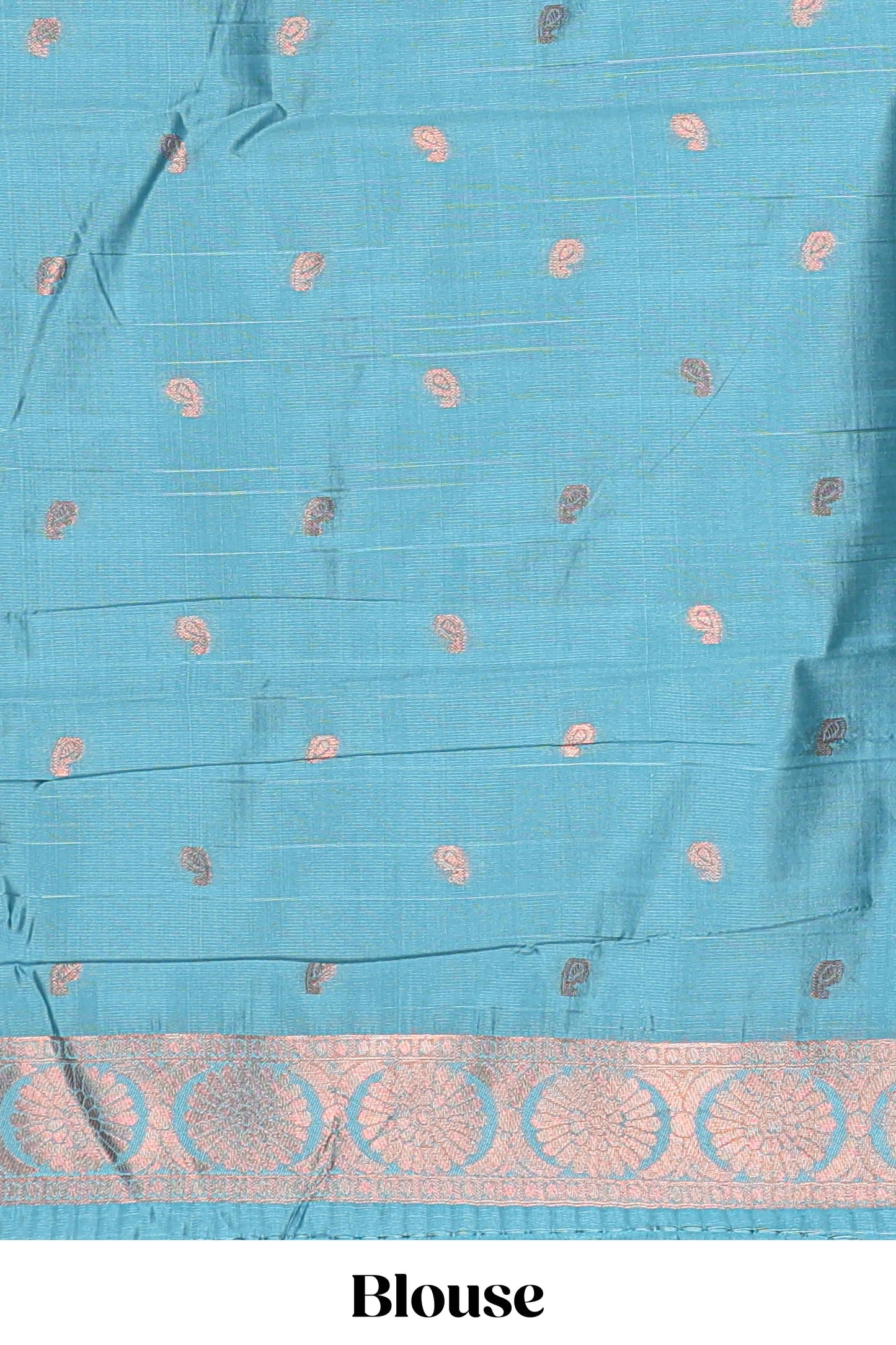 Blue checked semi soft silk saree with contrast zari border and floral motifs blouse