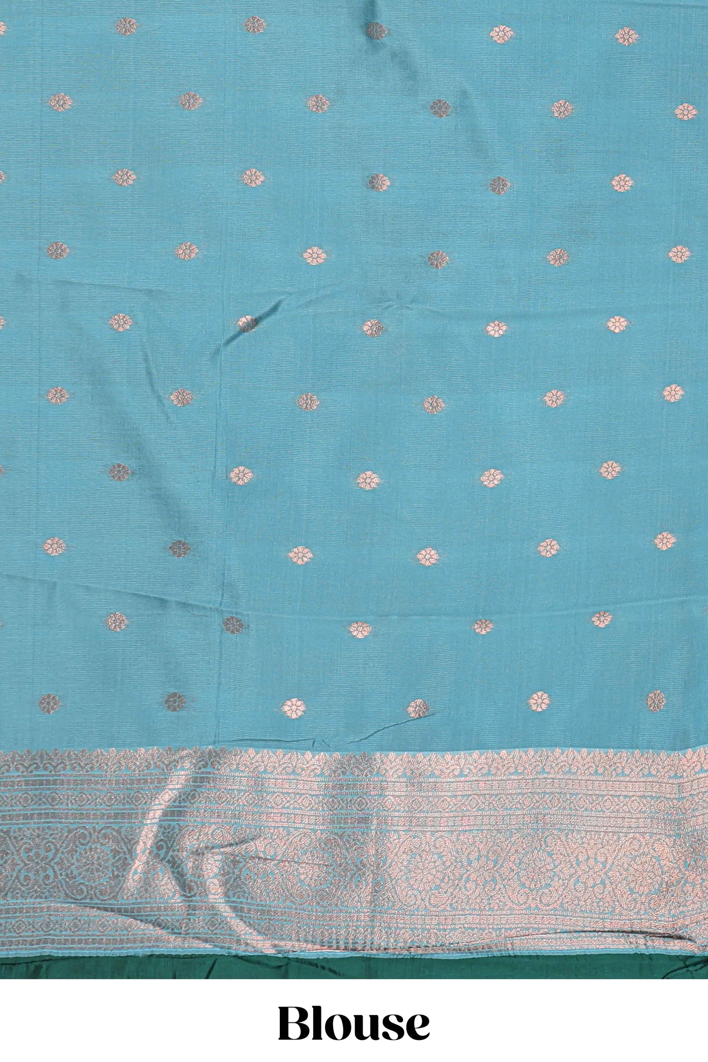 Blue checked floral design motifs semi soft silk saree with contrast zari border and floral motifs blouse