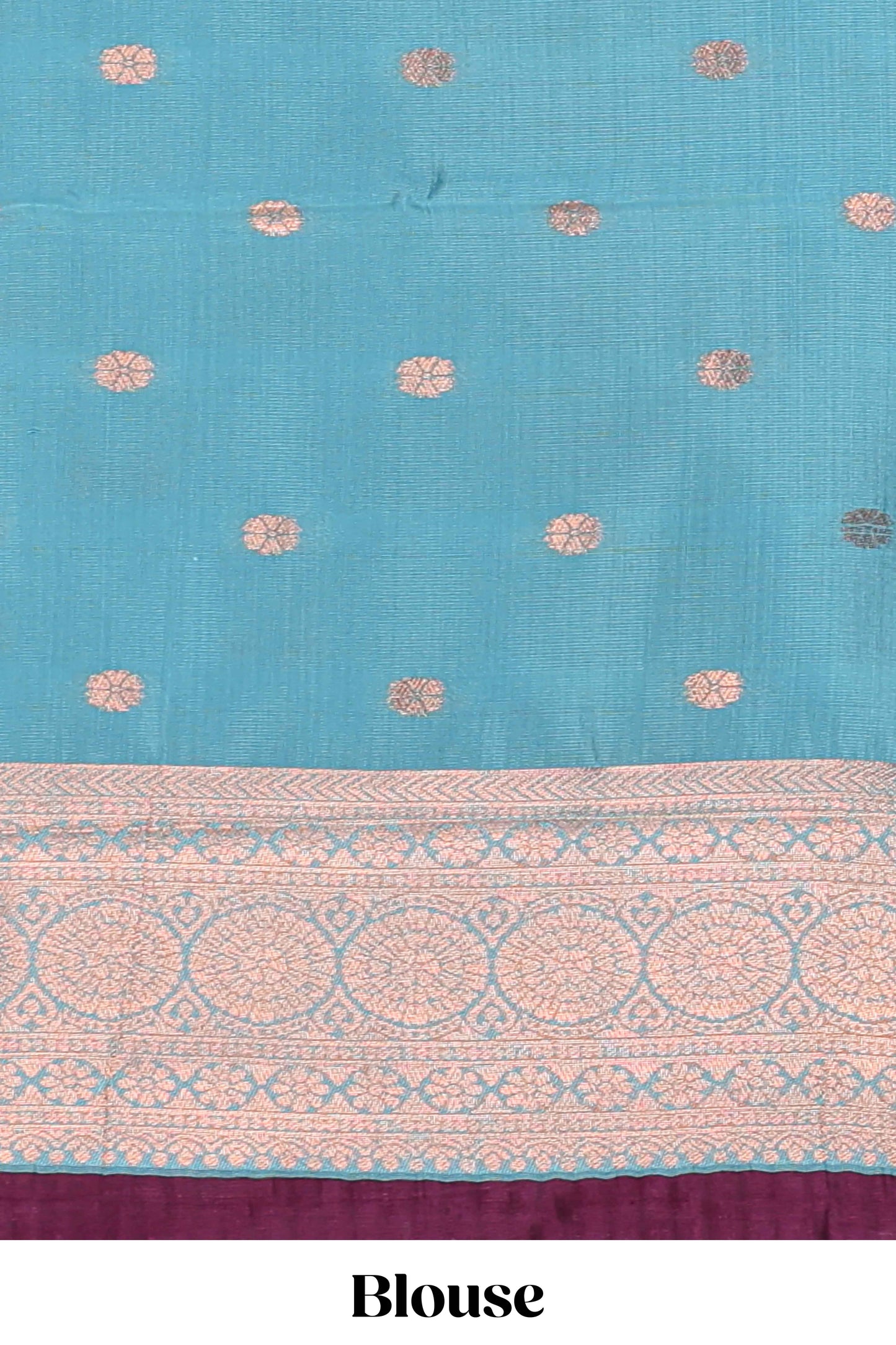 Blue checked floral design motifs semi soft silk saree with contrast zari border and floral motifs blouse