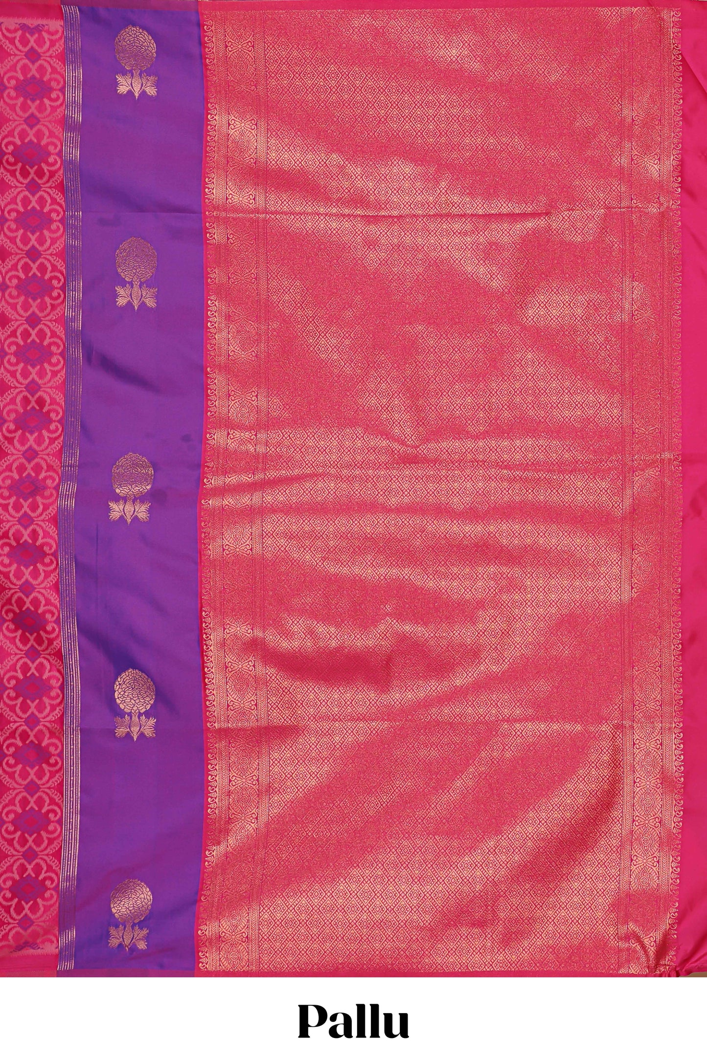 Borderless pink striped floral design smi soft silk saree with matching zari motifs blouse