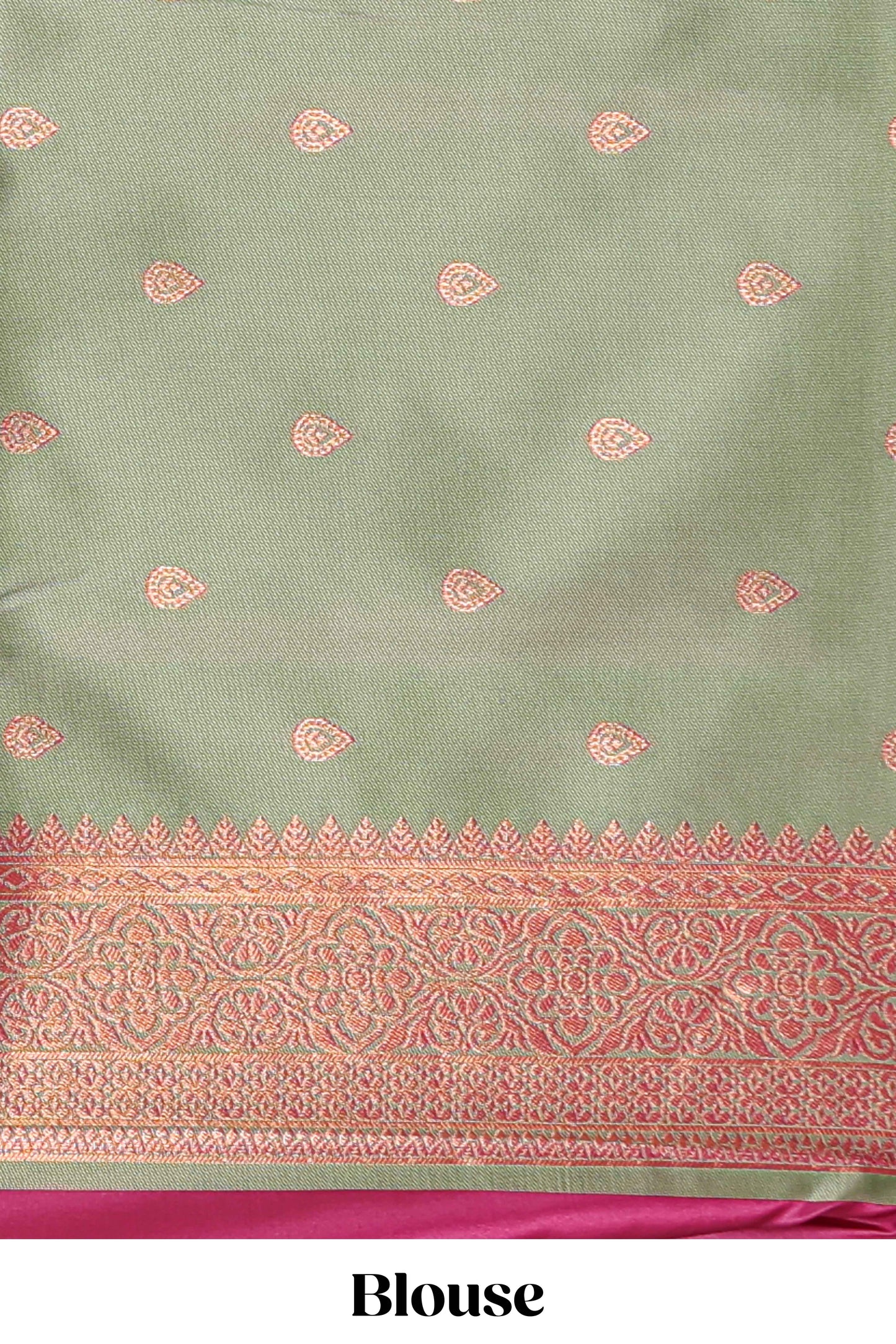Magenta colour semi soft silk saree with contrast paisely border and contrast zari buttas blouse