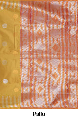 semi soft silk saree pastley silver golden zari geometrical border zari motifs with contrast pallu and blouse