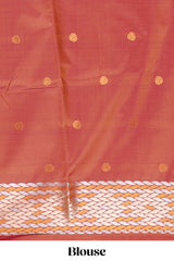 semi soft silk saree pastley silver golden zari geometrical border zari motifs with contrast pallu and blouse