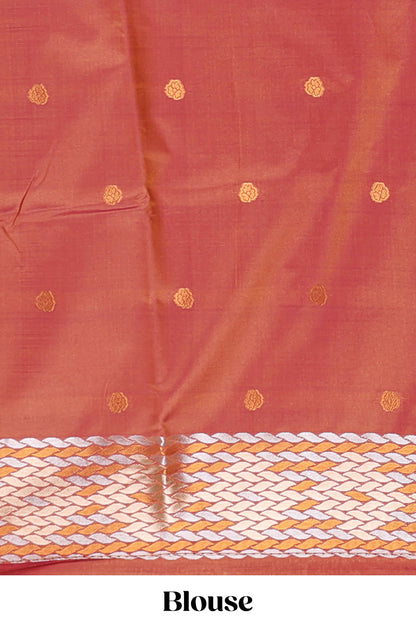 semi soft silk saree pastley silver golden zari geometrical border zari motifs with contrast pallu and blouse