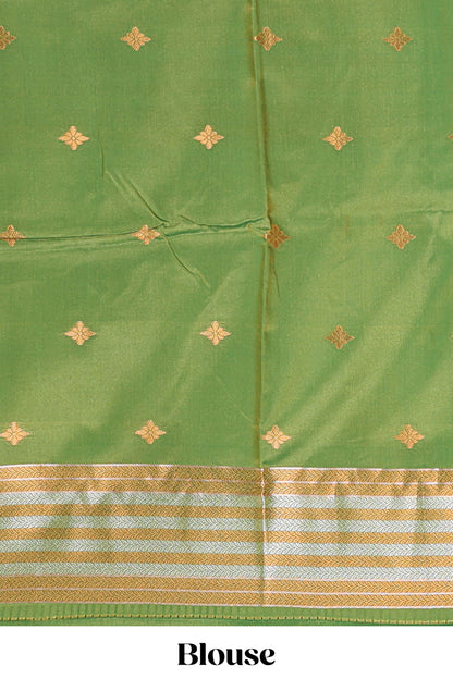 orange semi soft silk saree traditional striped zari border with rich zari border and contrast pallu  with blouse
