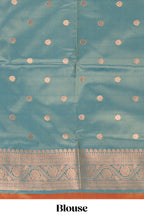 Rust orange semi soft silk saree patola printed body with zari border and rich contrast pallu with contrast blouse