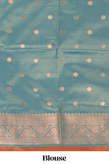 Rust orange semi soft silk saree patola printed body with zari border and rich contrast pallu with contrast blouse