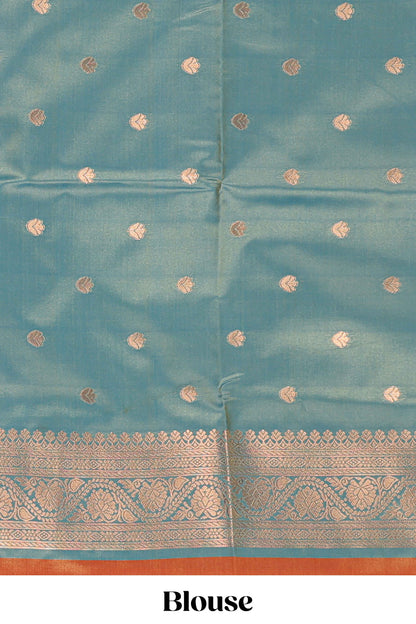 Rust orange semi soft silk saree patola printed body with zari border and rich contrast pallu with contrast blouse