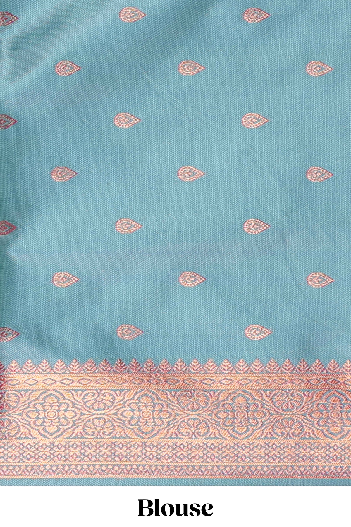 Royal Purple colour semi soft silk Zari-Woven Floral and Peacock Motifs with Gold-Tone Zari border and contrast buttas blouse