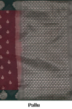Maroon striped zari motifs design saree with contrast zari border and plain blouse
