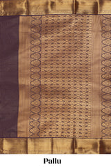 Dark mauve zari checked design semi soft silk saree with self zari border and matching blouse