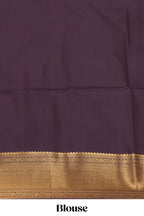 Dark mauve zari checked design semi soft silk saree with self zari border and matching blouse