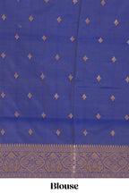 Grey zari striped motifs design semi soft silk saree with contrast border and blouse