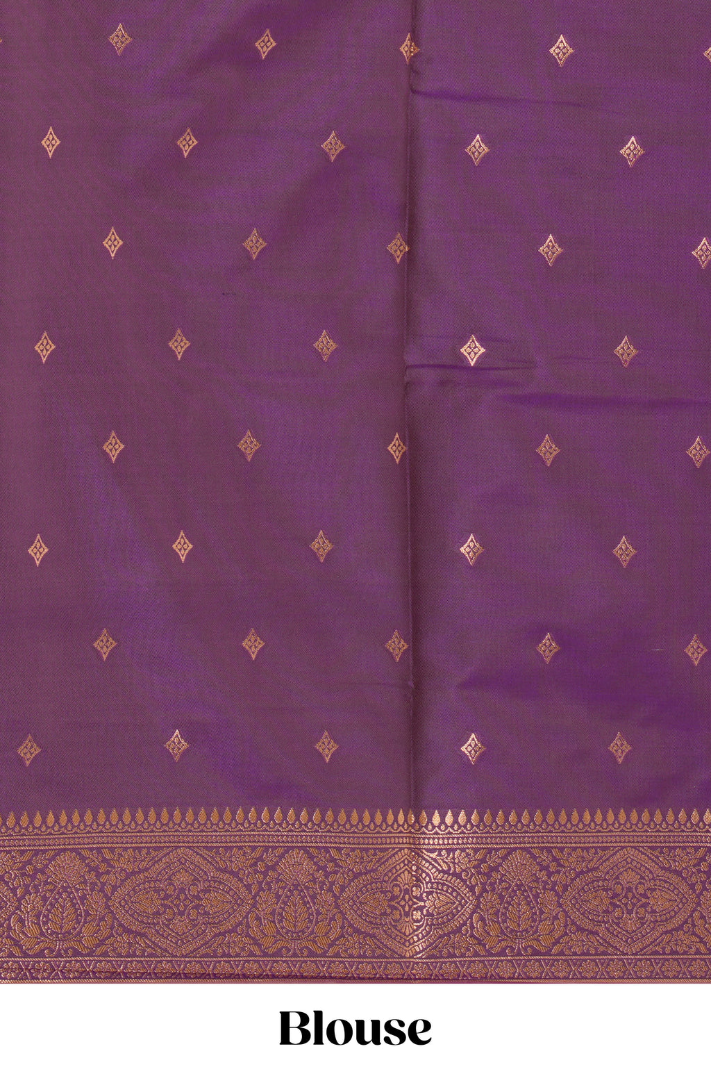 Dark peach striped zari motifs design semi soft silk saree with contrast zari border and motifs blouse
