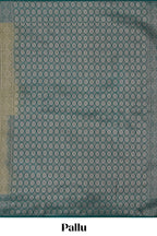 Green striped zari motifs design semi soft silk saree with contrast zari border and plain blouse