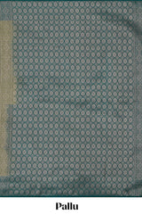 Green striped zari motifs design semi soft silk saree with contrast zari border and plain blouse