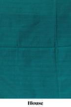 Green striped zari motifs design semi soft silk saree with contrast zari border and plain blouse