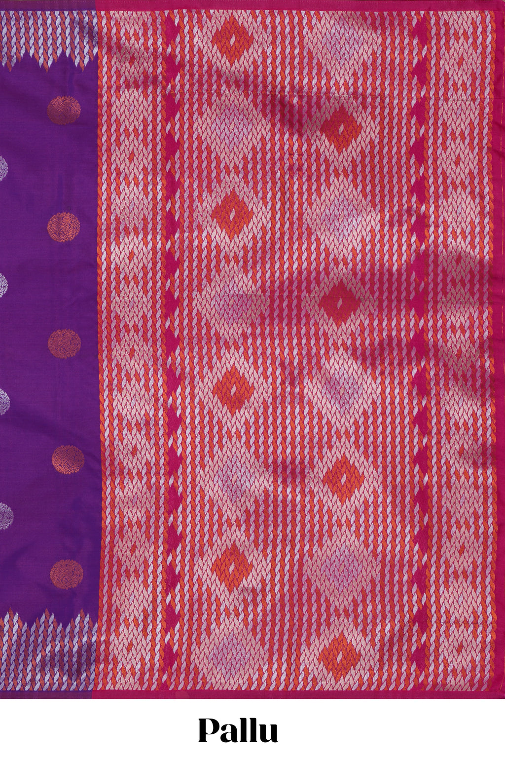 Electric lavender zari motifs design semi soft silk saree with self zari border and contrast motifs blouse