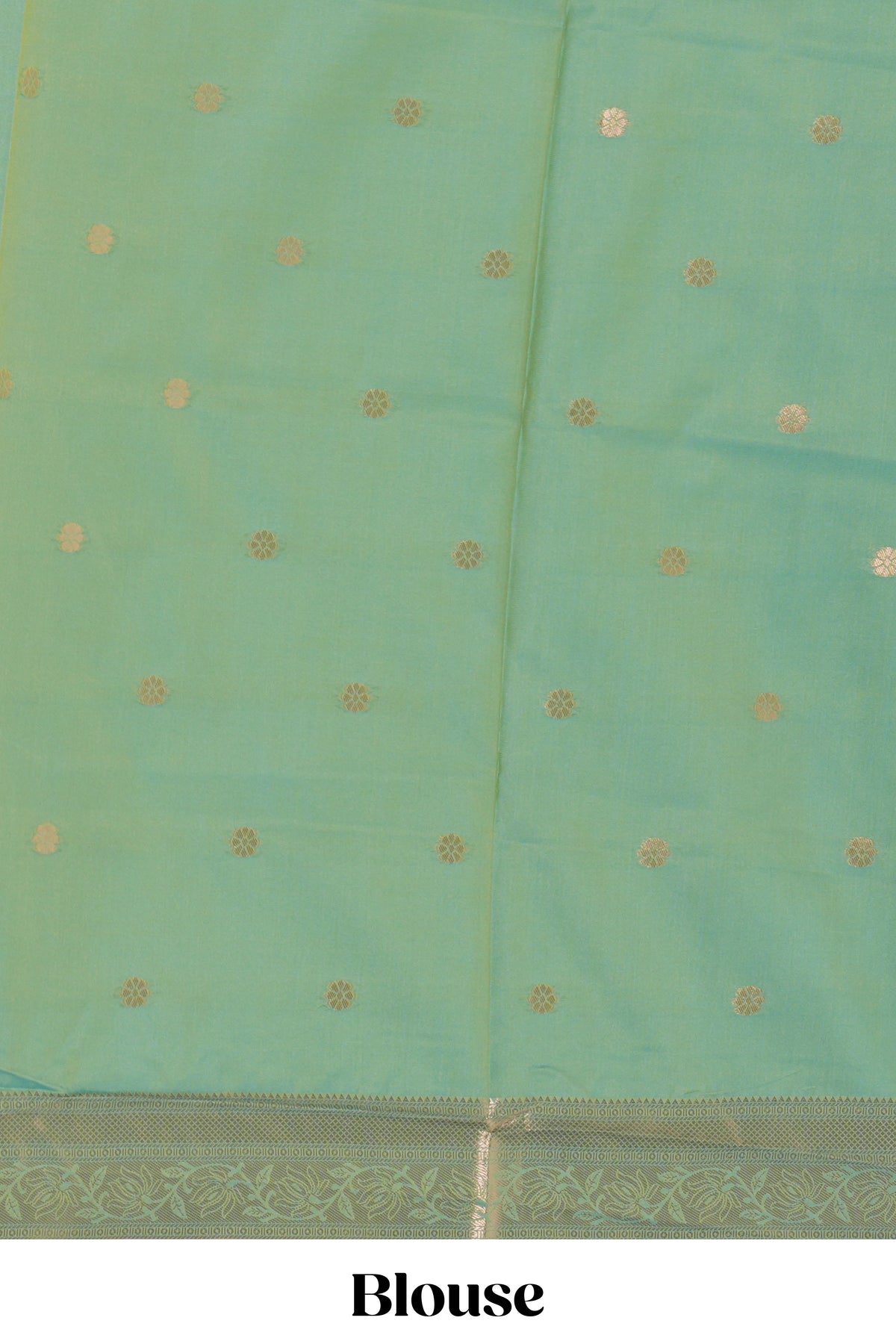 Faded peach zari motifs design semi soft silk saree with self zari border and contrast zari blouse