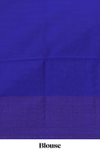Mauve purple striped zari motifs design semi soft silk saree with contrast checked border and  zari striped blouse