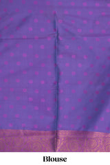 Borderless green zari motifs design semi soft silk saree with contrast pallu and motifs blouse
