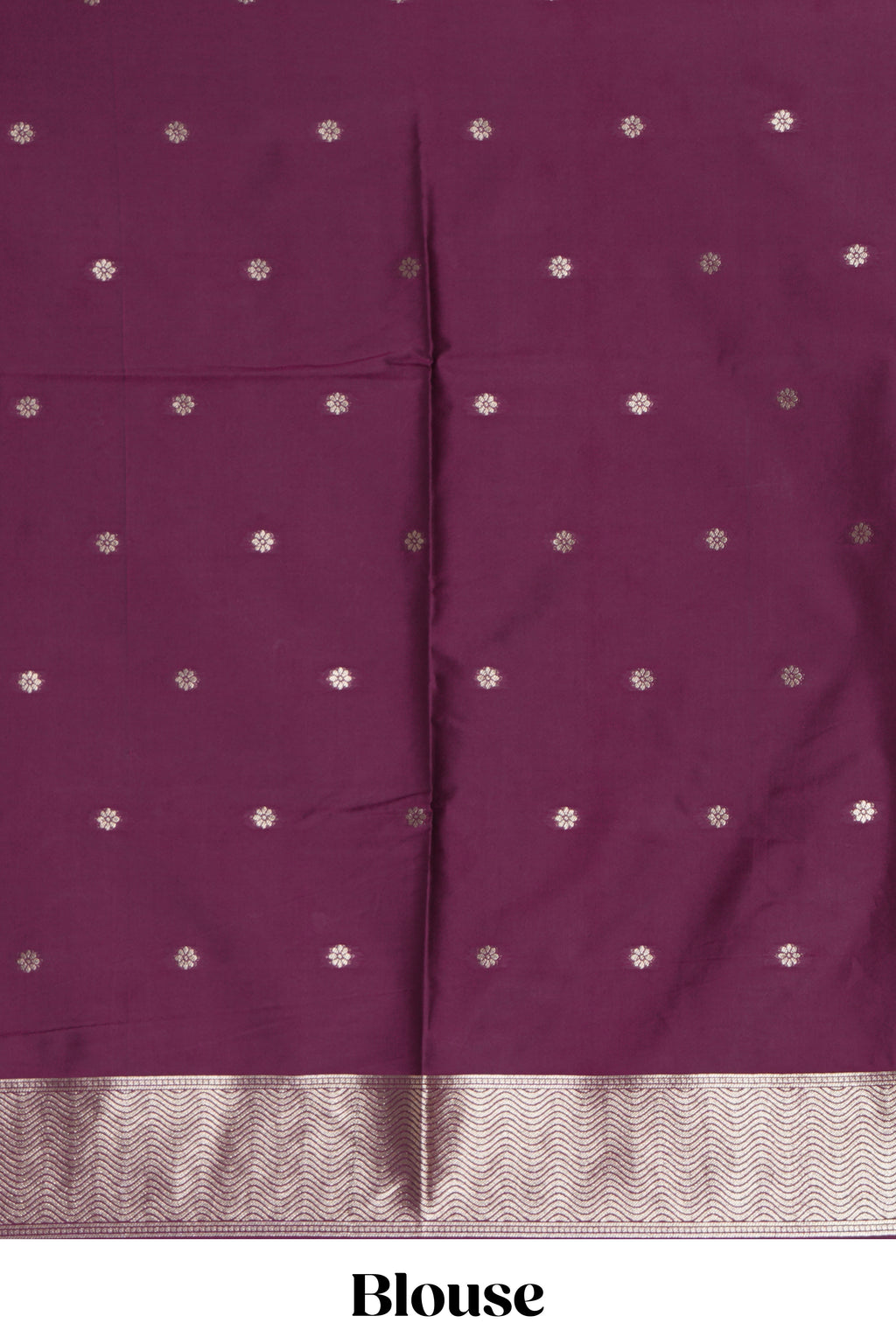 Borderless purple zari motifs design semi soft silk saree with self pallu and matching blouse