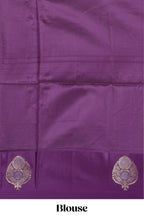 Lavender zari motifs design semi soft silk saree with contrast border and zari pallu