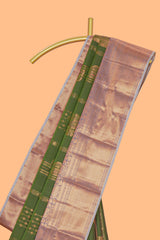 Green unique zari design kathan Silk Saree with contrast zari border and zari blouse
