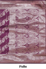 Purple zari design semi soft silk saree with self zari border and matching blouse