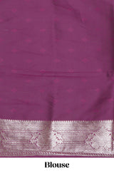 Purple zari design semi soft silk saree with self zari border and matching blouse