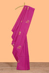 Borderless pink striped motifs design semi soft silk saree with contrast pallu and zari motifs blouse
