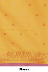 Borderless onion pink striped motifs design semi soft silk saree with contrast pallu and zari motifs blouse