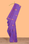 Borderless lavender striped motifs design semi soft silk saree with contrast pallu and zari motifs blouse