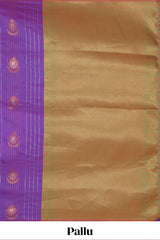 Borderless lavender striped motifs design semi soft silk saree with contrast pallu and zari motifs blouse