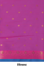 Borderless ocean blue striped motifs design semi soft silk saree with contrast pallu and zari motifs blouse