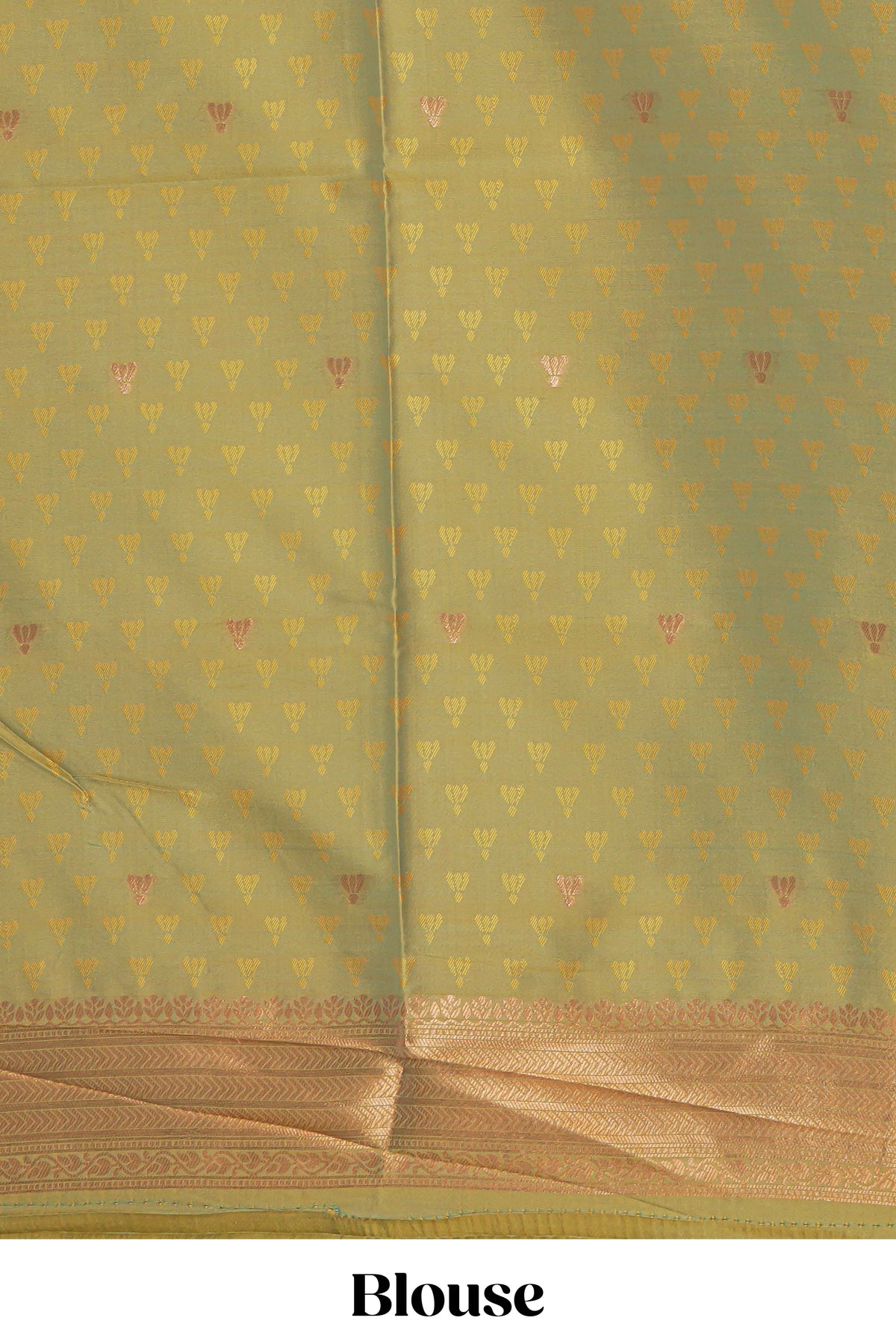 Borderless viridian green striped motifs design semi soft silk saree with contrast pallu and zari motifs blouse