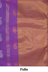 Borderless lavender striped motifs design semi soft silk saree with contrast pallu and zari motifs blouse