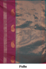 Borderless maroon striped motifs design semi soft silk saree with contrast pallu and zari motifs blouse