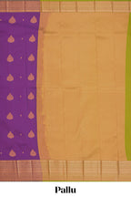 Purple floral design motifs semi soft silk saree with contrast border and blouse