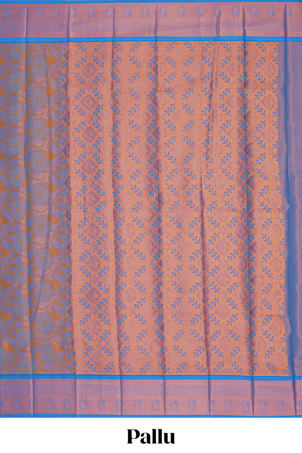 Mustard floral vine design semi soft silk saree with contrast border and blouse