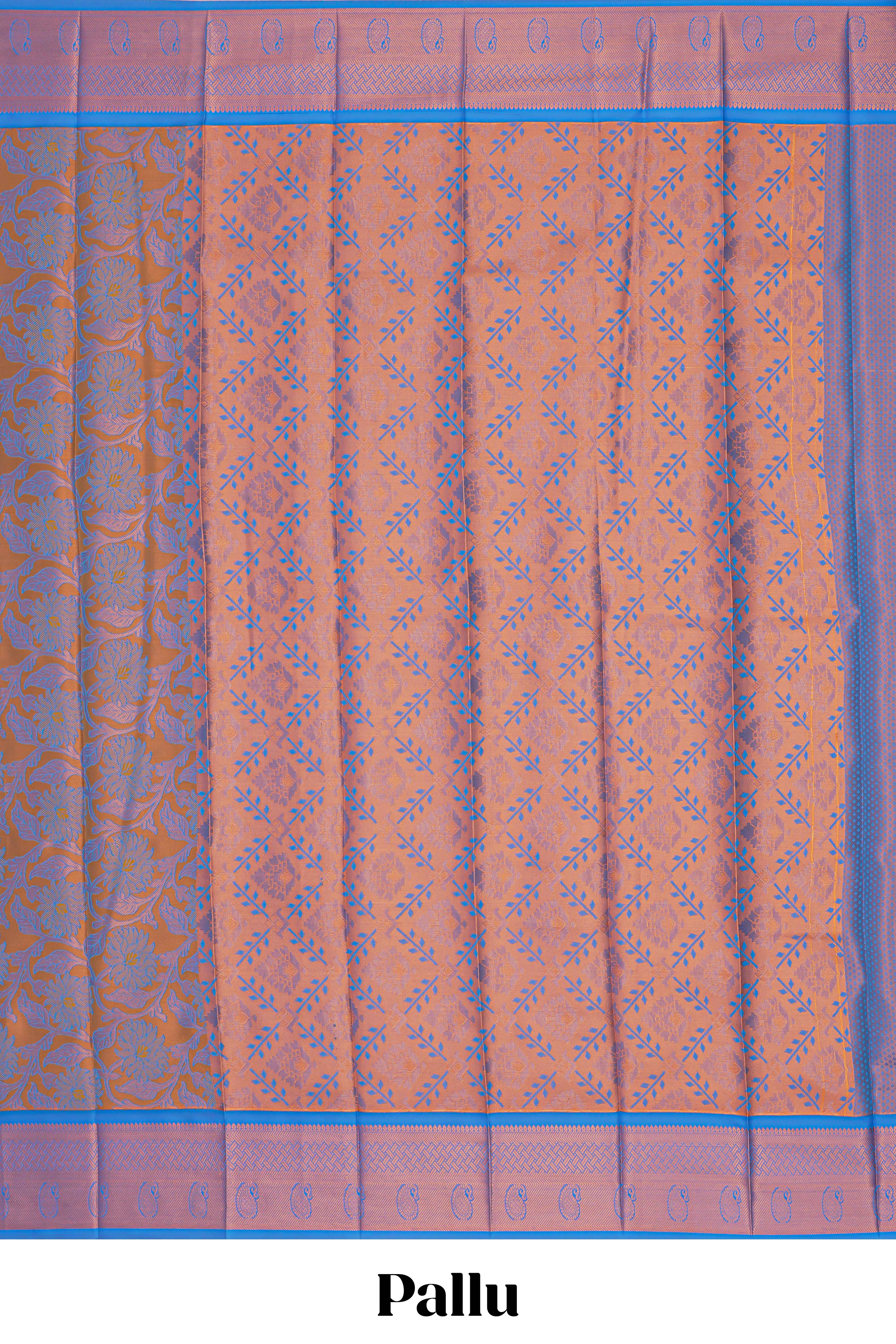 Mustard floral vine design semi soft silk saree with contrast border and blouse