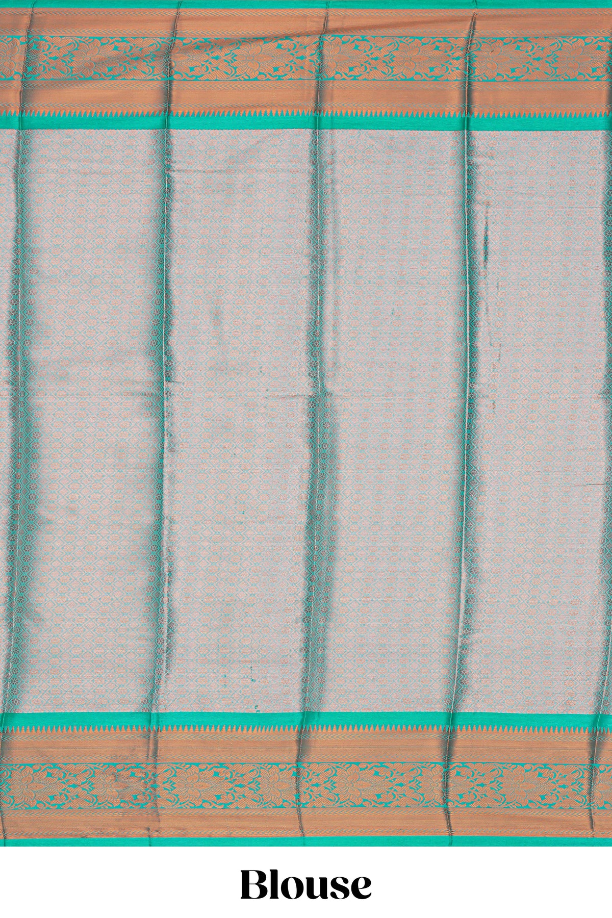 Turquoise green floral design semi soft silk saree with contrast border and blouse