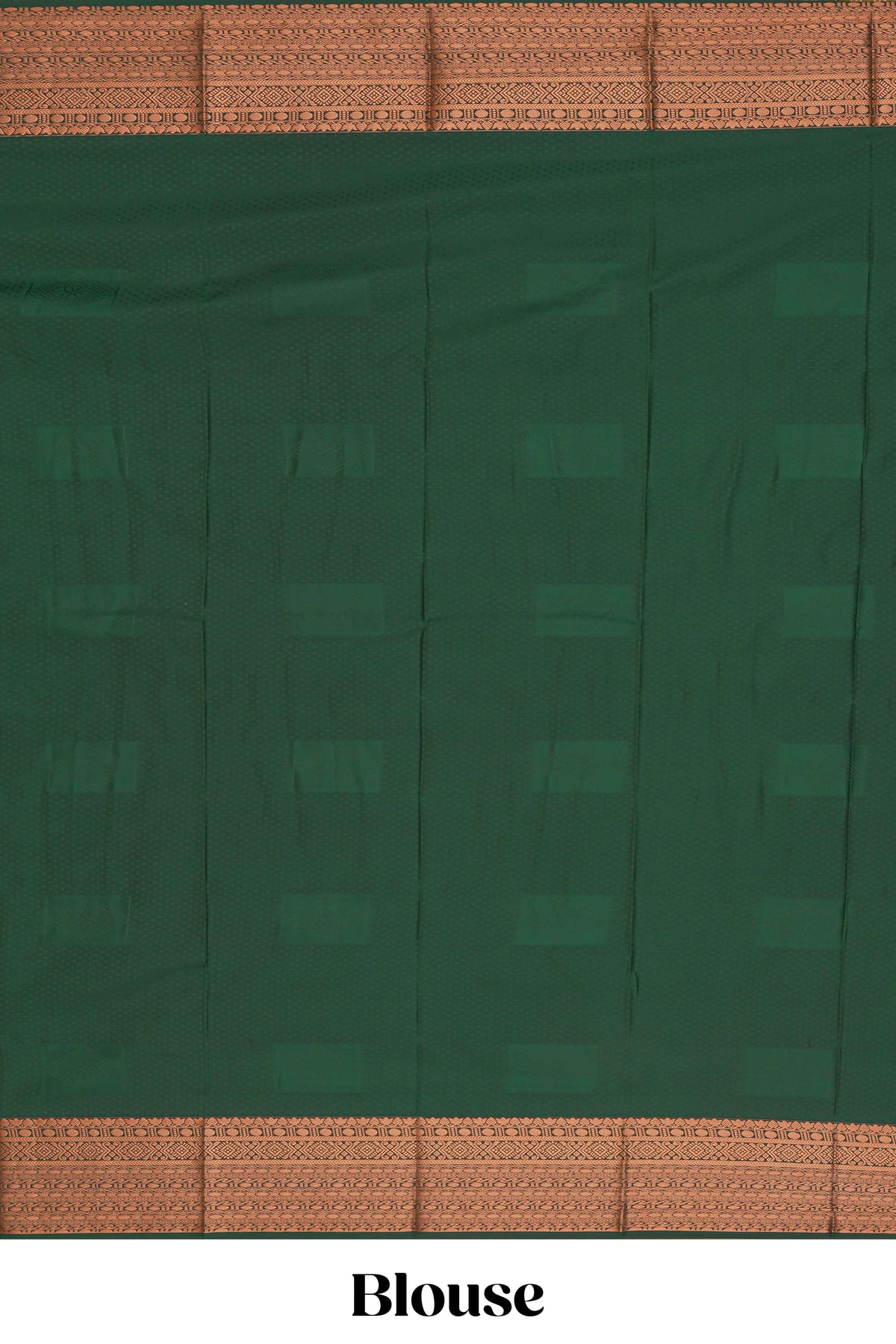 Green square zari motifs design semi soft silk saree with contrast border and blouse