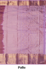 Violet floral zari motifs design semi soft silk saree with contrast zari border and blouse