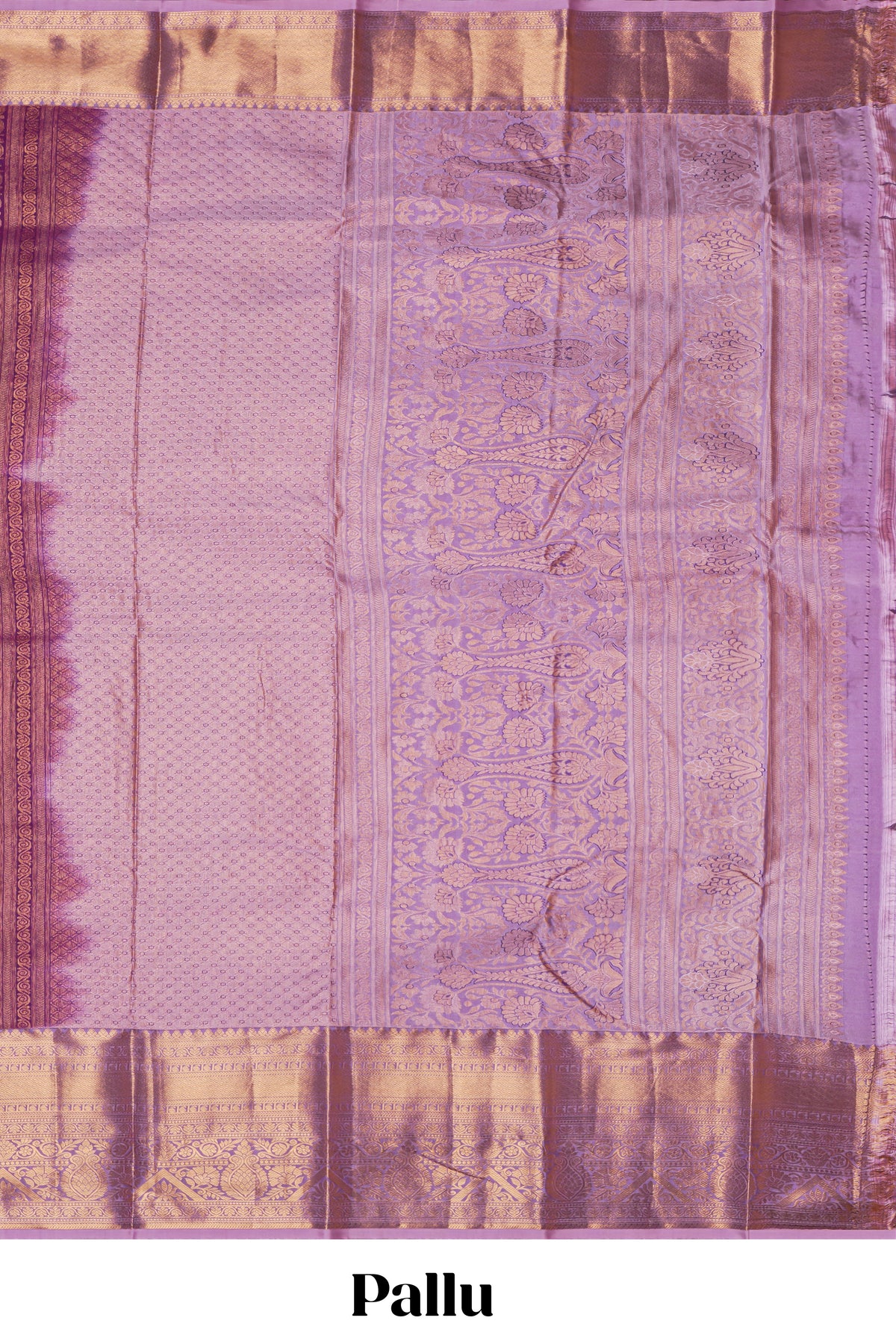 Violet floral zari motifs design semi soft silk saree with contrast zari border and blouse