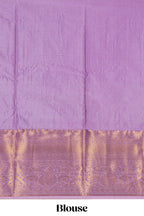 Violet floral zari motifs design semi soft silk saree with contrast zari border and blouse