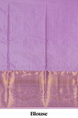Violet floral zari motifs design semi soft silk saree with contrast zari border and blouse