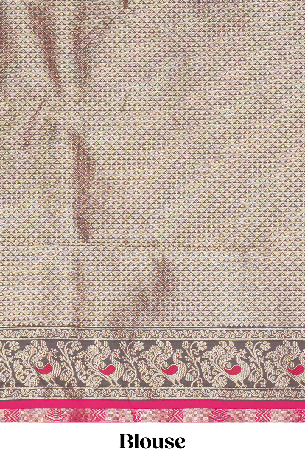 Rani pink peacock design zari motifs semi soft silk saree with contrast zari border and blouse